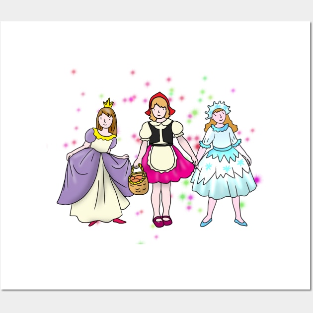 Cartoon littles girls in carnival costumes Wall Art by sonaart